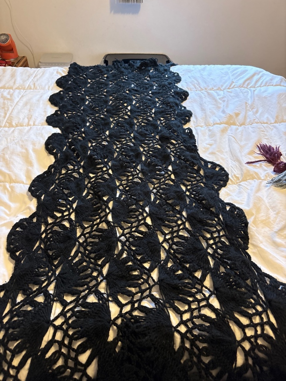 Black crochet shawl
